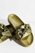 Urban Outfitters Puma Fenty By Rihanna Satin Bow Slide,olive,5.5