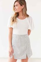 Urban Outfitters Cooperative Kendric Notch Hem Linen Skirt,blue Multi,l