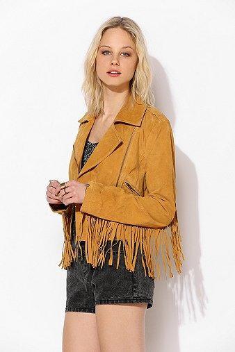 Staring At Stars Suede Fringe Moto Jacket