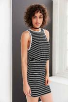 Urban Outfitters Bdg Striped Blouson Mini Dress,black & White,s