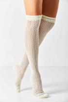 Urban Outfitters Crochet Double Cuff Over-the-knee Sock,ivory,one Size