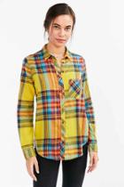 Urban Outfitters Bdg Polly Flannel Button-down Shirt,bright Yellow,xs