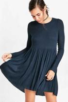 Urban Outfitters Kimchi Blue Vidal Cozy Long-sleeve Babydoll Mini Dress,teal,m