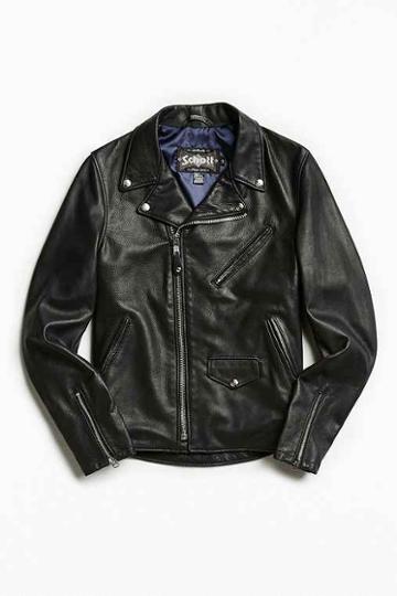 Urban Outfitters Schott X Uo Stonewashed Pebbled Leather Perfecto Jacket,washed Black,s