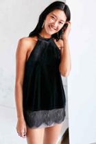 Urban Outfitters Kimchi Blue Velvet Lace High-neck Cami,black,m
