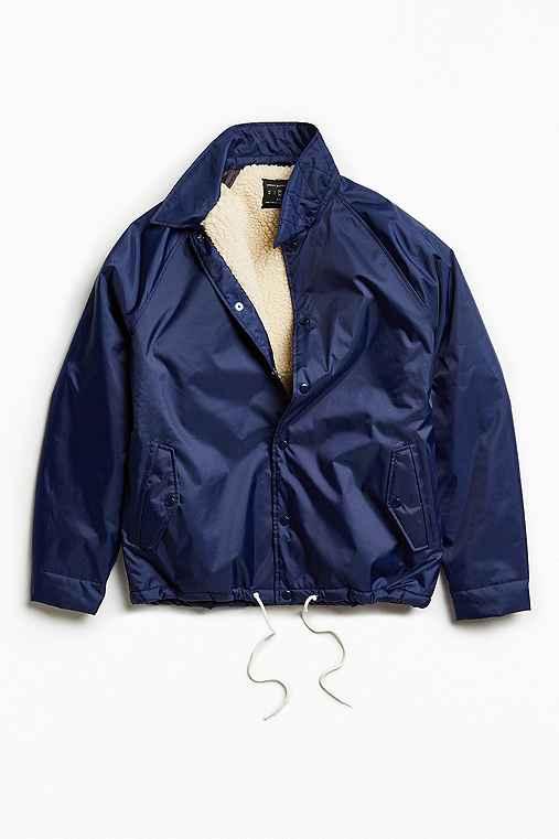 Urban Outfitters Uo Sherpa Lined Coach Jacket,blue,xl