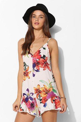Reverse Crochet-hem Floral Romper