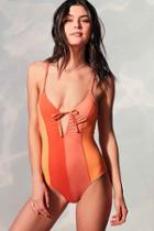 Urban Outfitters Out From Under Lyza Patchwork One-piece Swimsuit,coral,m