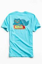 Urban Outfitters Killer Acid Cat Clock Tee,turquoise,l
