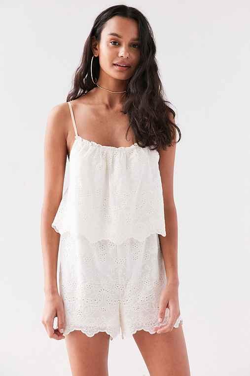 Urban Outfitters Kimchi Blue Lemonade Eyelet Romper,ivory,l