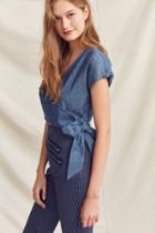 Urban Renewal Remade Cropped Denim Wrap Top
