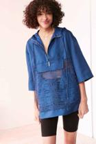 Urban Outfitters Kimchi Blue Mixed Lace Popover Windbreaker Jacket,navy,xs