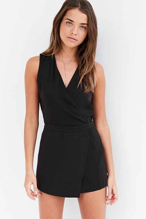 Urban Outfitters Silence + Noise Surplice Skort Romper,black,0