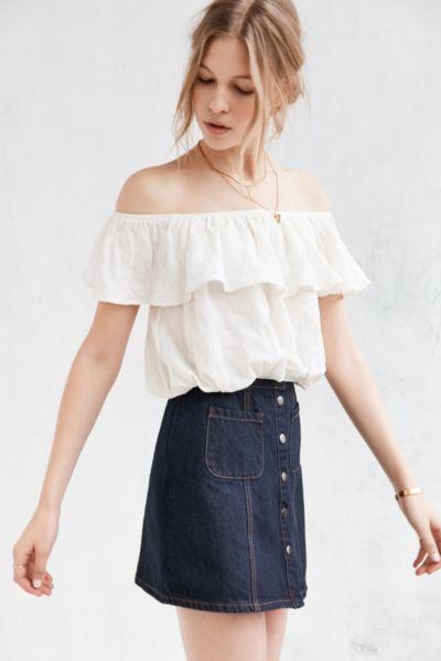 Kimchi Blue Ruffle Off-the-shoulder Cropped Top