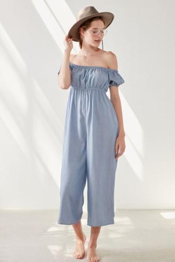 Urban Outfitters Kimchi Blue Off-the-shoulder Puff-sleeve Jumpsuit