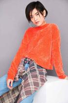 Urban Outfitters Silence + Noise Velvet Chenille Pullover Sweater,orange,s