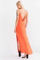 Urban Outfitters Silence + Noise Deep-v Satin Maxi Slip Dress,orange,m