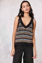 Urban Outfitters Ecote Asher Stripe-stitch Sweater Tank Top,black Multi,l