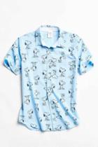 Urban Outfitters Novelty Snoopy Short Sleeve Button-down Shirt,blue,xxl