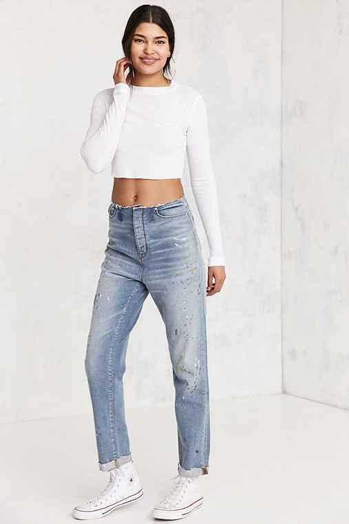 Urban Outfitters Bdg Mom Jean - Raw Edge Waist,indigo,24