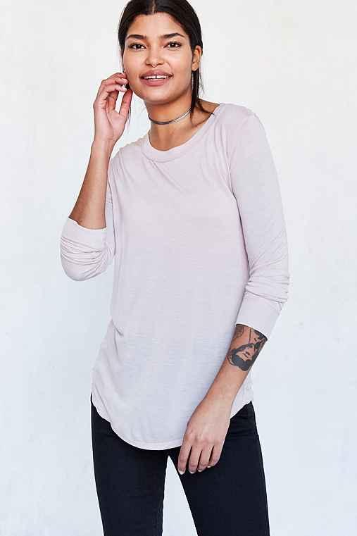 Urban Outfitters Silence + Noise Astrid Long-sleeve Shirttail Tee,lavender,xs