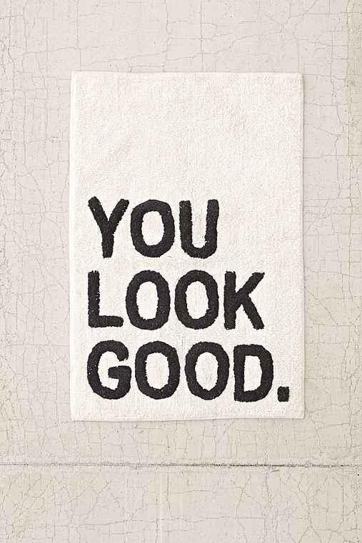 Urban Outfitters Plum & Bow You Look Good Bath Mat,black & White,one Size