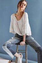 Urban Outfitters Patrons Of Peace Ophelia Tiered Bell-sleeve Blouse,ivory,l