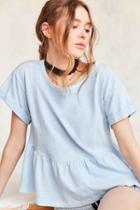 Urban Outfitters Kimchi Blue Borderlines Babydoll Tee,blue,m