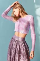 Urban Outfitters Out From Under Party Mesh Long Sleeve Top,lavender,l