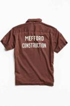Urban Outfitters Vintage Mefford Construction Bowling Shirt,brown,s/m