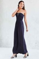 Urban Outfitters Kimchi Blue Ruched Strapless Maxi Dress,navy,s