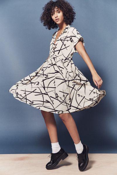 Urban Outfitters Cooperative Liza Printed Babydoll Shirt Mini Dress