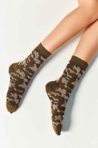 Urban Outfitters Out From Under Camo Crew Sock,brown Multi,one Size