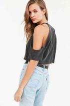 Urban Outfitters Truly Madly Deeply Courtney Cold-shoulder Tee,washed Black,xs