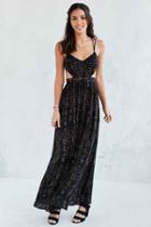 Urban Outfitters Ecote Hannah Strappy Back Maxi Dress,black Multi,10
