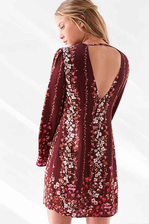 Urban Outfitters Kimchi Blue Charletta Keyhole Mini Shift Dress,red Multi,s