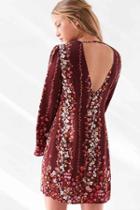 Urban Outfitters Kimchi Blue Charletta Keyhole Mini Shift Dress,red Multi,s