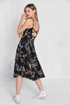 Urban Outfitters Kimchi Blue Graziano Floral Button-down Midi Slip Dress,black Multi,s