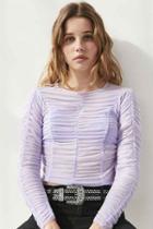 Urban Outfitters Kimchi Blue Maisie Ruched Long-sleeve Top,purple,m
