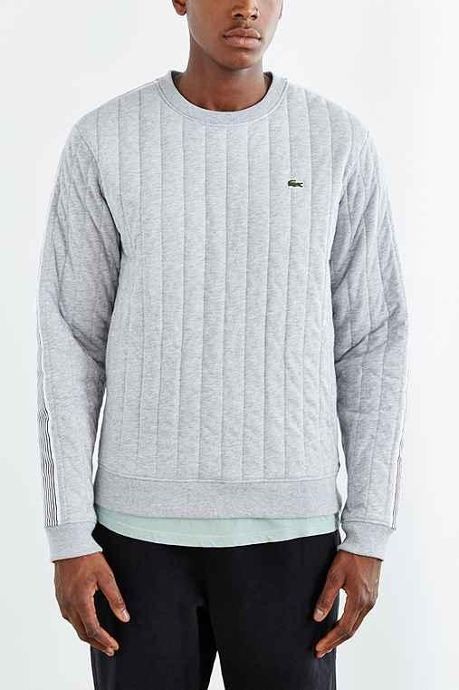 Urban Outfitters Lacoste L!ve Vertical Stripe Crew-neck Sweatshirt,grey,m