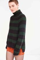 Urban Outfitters Bdg Aria Striped Turtleneck Sweater,green Multi,l