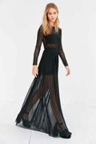 Urban Outfitters Silence + Noise Katerina Pleated Mesh Maxi Dress,black,l