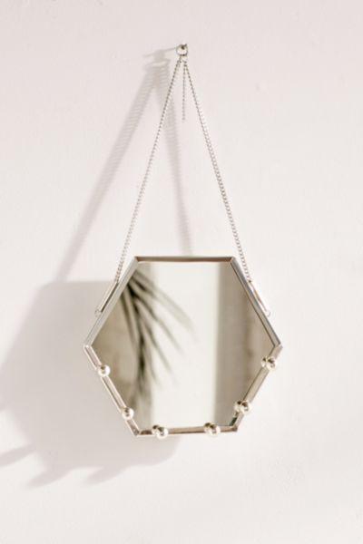 Urban Outfitters Hexagon Hanging Mirror Jewelry Organizer