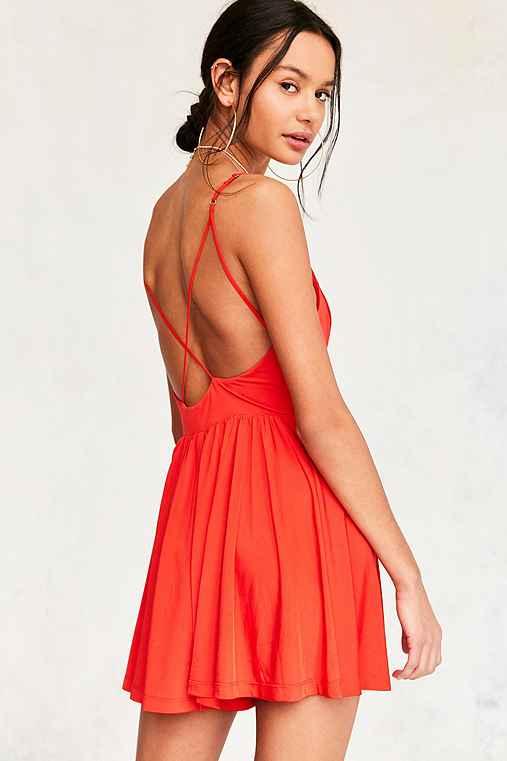 Urban Outfitters Silence + Noise Bambi Silky Romper,red,m