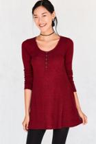 Urban Outfitters Bdg Samual Cozy Henley Long-sleeve Mini Dress