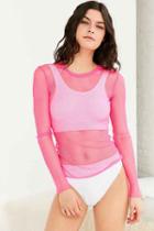 Urban Outfitters Out From Under Fishnet Long Sleeve Top,pink,m