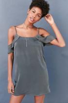 Urban Outfitters Kimchi Blue Silky Flutter Sleeve Cold-shoulder Mini Dress