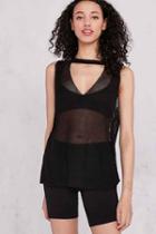 Urban Outfitters Truly Madly Deeply Mesh V-neck Tank Top,black,xs