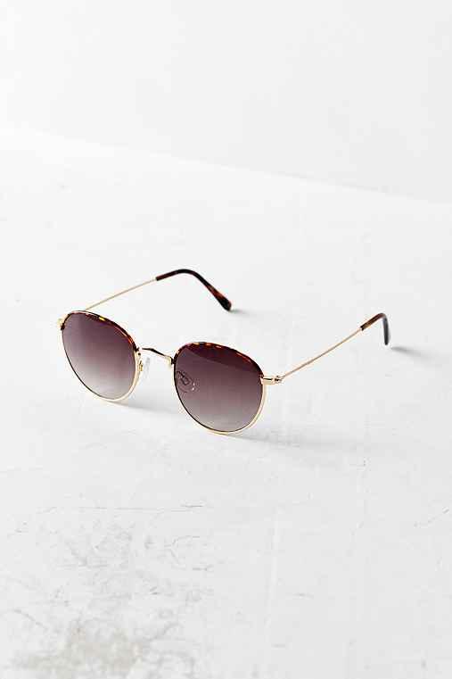 Urban Outfitters Madeline Metal Round Sunglasses,brown,one Size