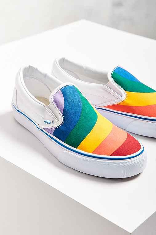 Urban Outfitters Vans Rainbow Slip-on Sneaker,cream Multi,w 8/m 6.5